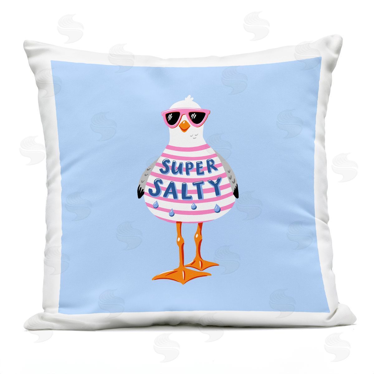 Bex Morley Design Super Salty Sassy Seagull Plush Polyester Art Print Pillow