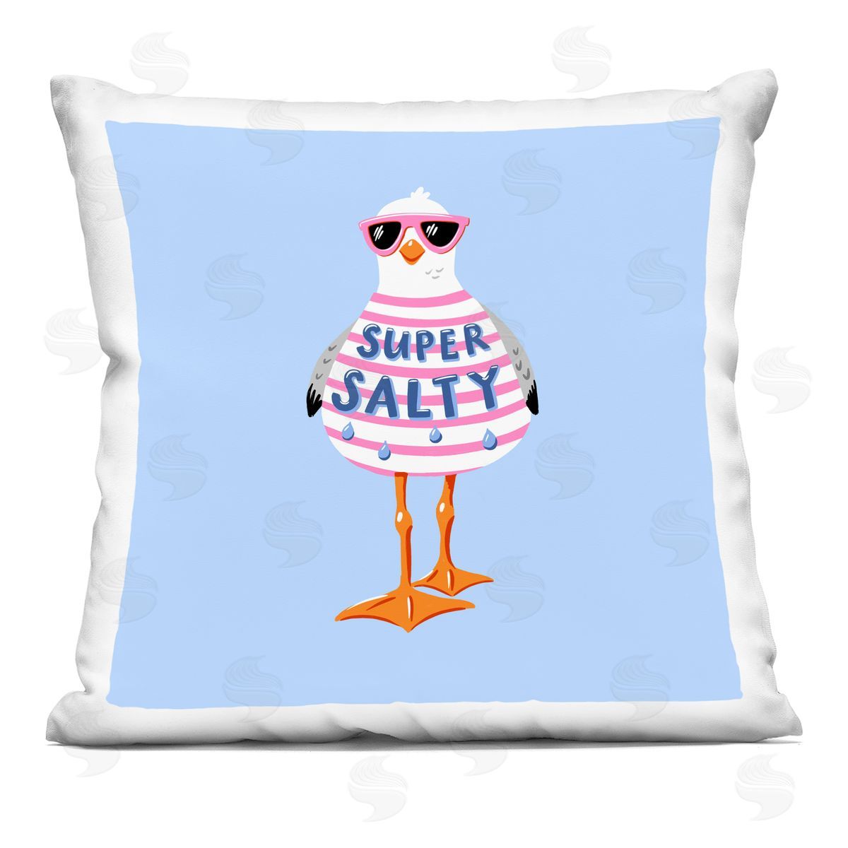 Bex Morley Design Super Salty Sassy Seagull Plush Polyester Art Print Pillow