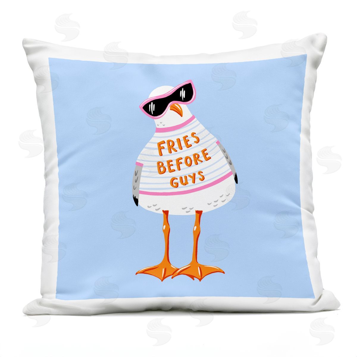 Bex Morley Design Fries Before Guys Seagull Plush Polyester Art Print Pillow