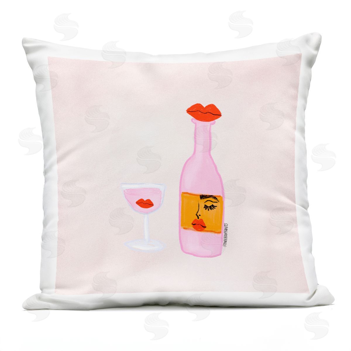 Bouffants & Broken Hearts Pastel Happy Hour Mood Plush Polyester Art Print Pillow