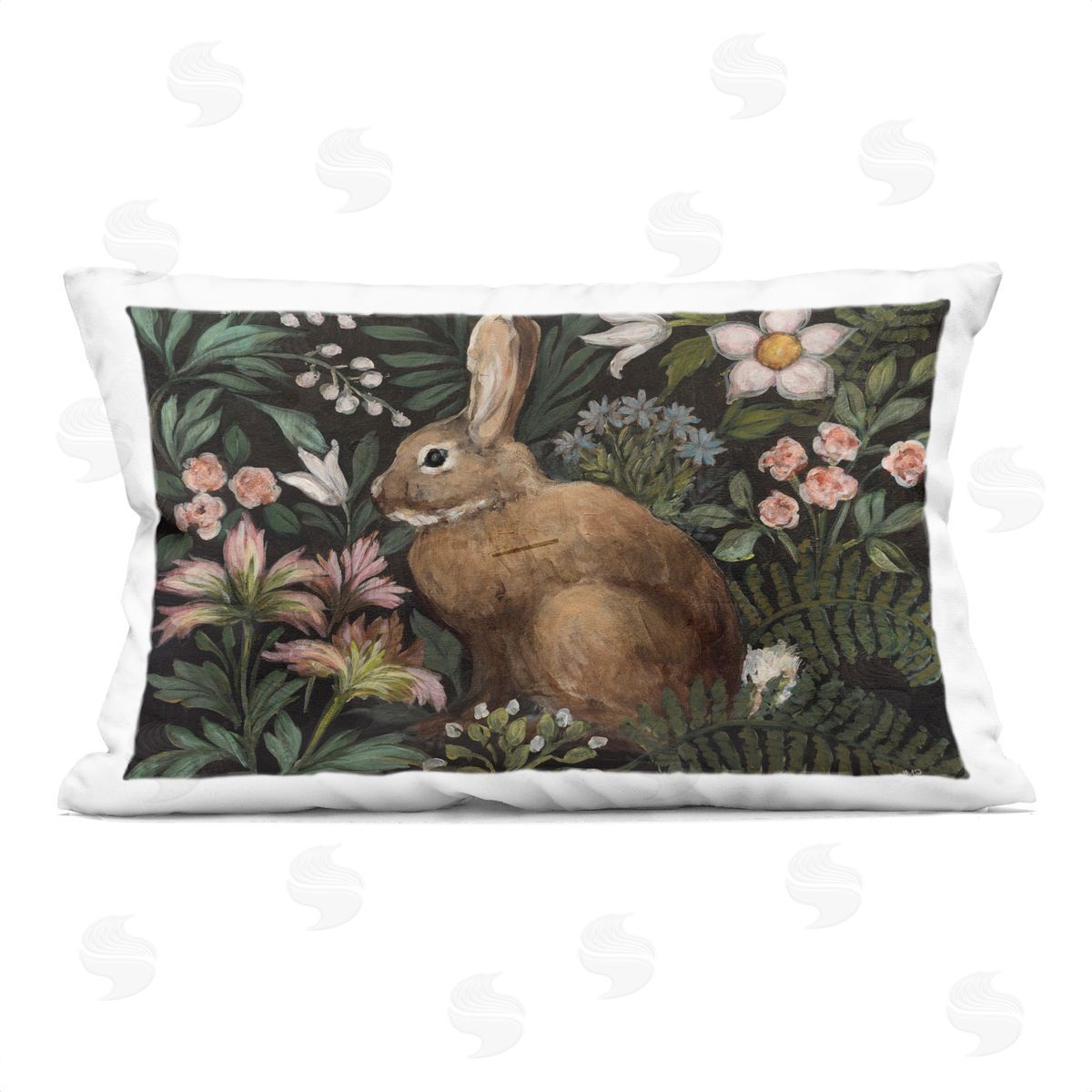 Julia Purinton Flora And Fauna Bunny Plush Polyester Art Print Pillow