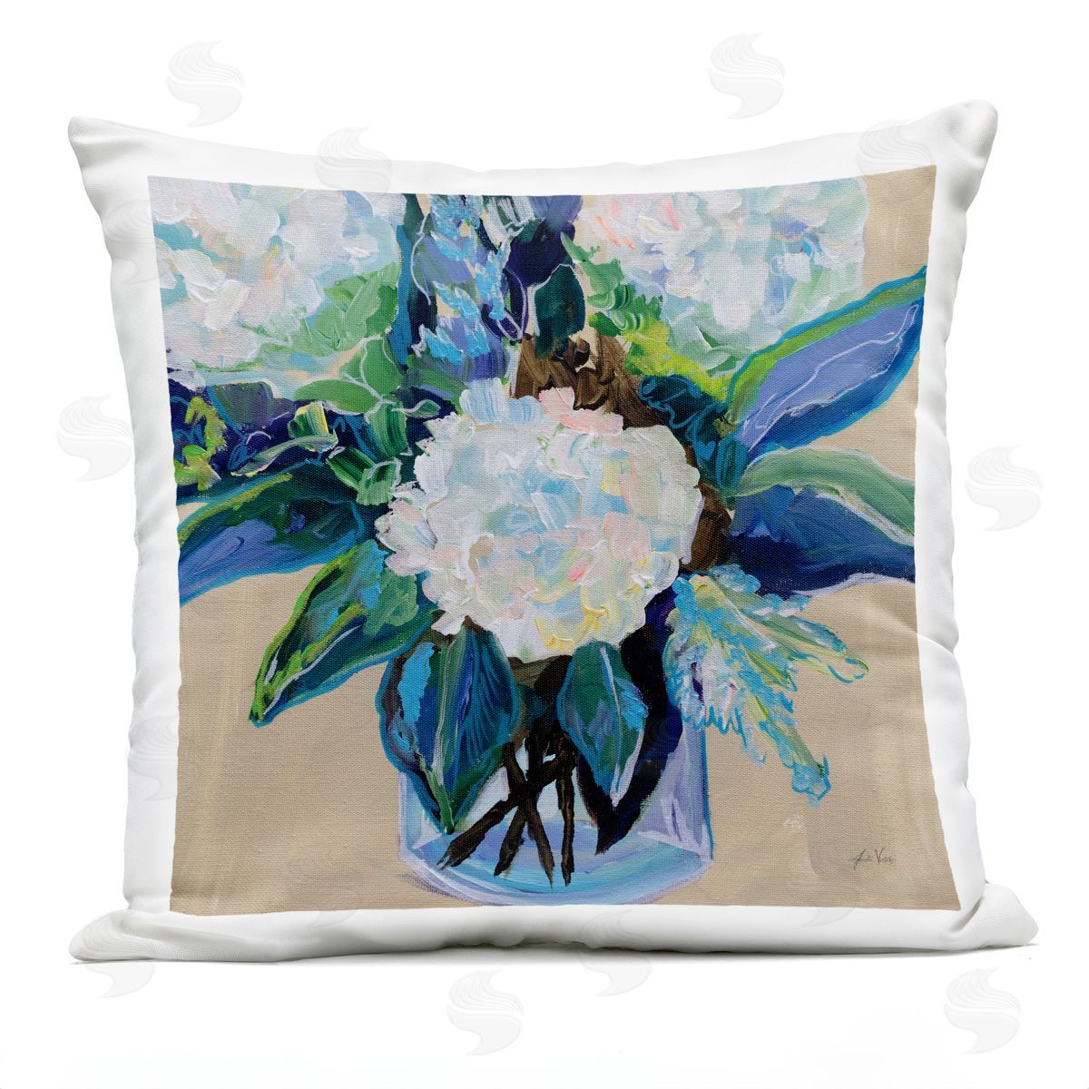 Jeanette Vertentes Light Hearted Bouquet Plush Polyester Art Print Pillow