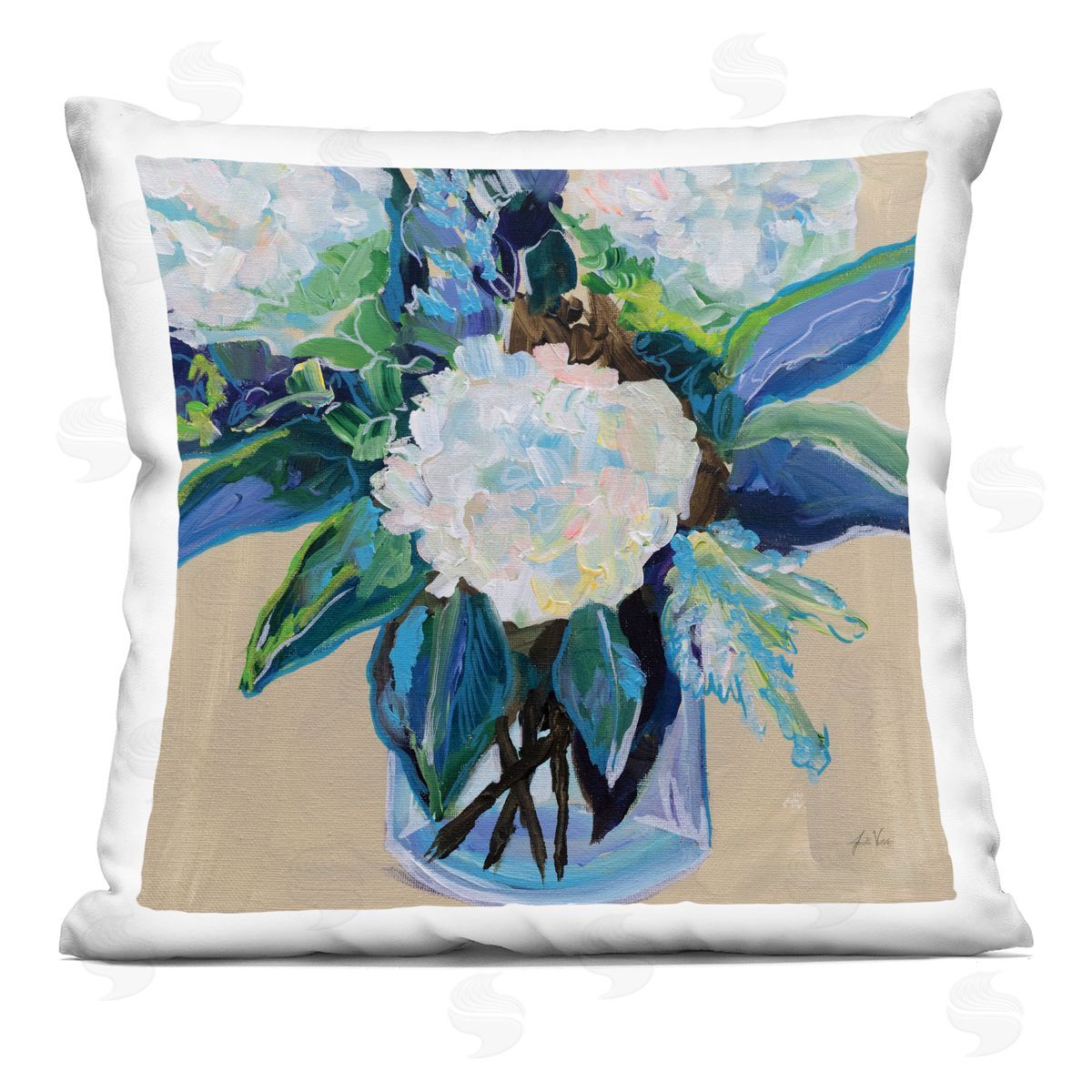 Jeanette Vertentes Light Hearted Bouquet Plush Polyester Art Print Pillow