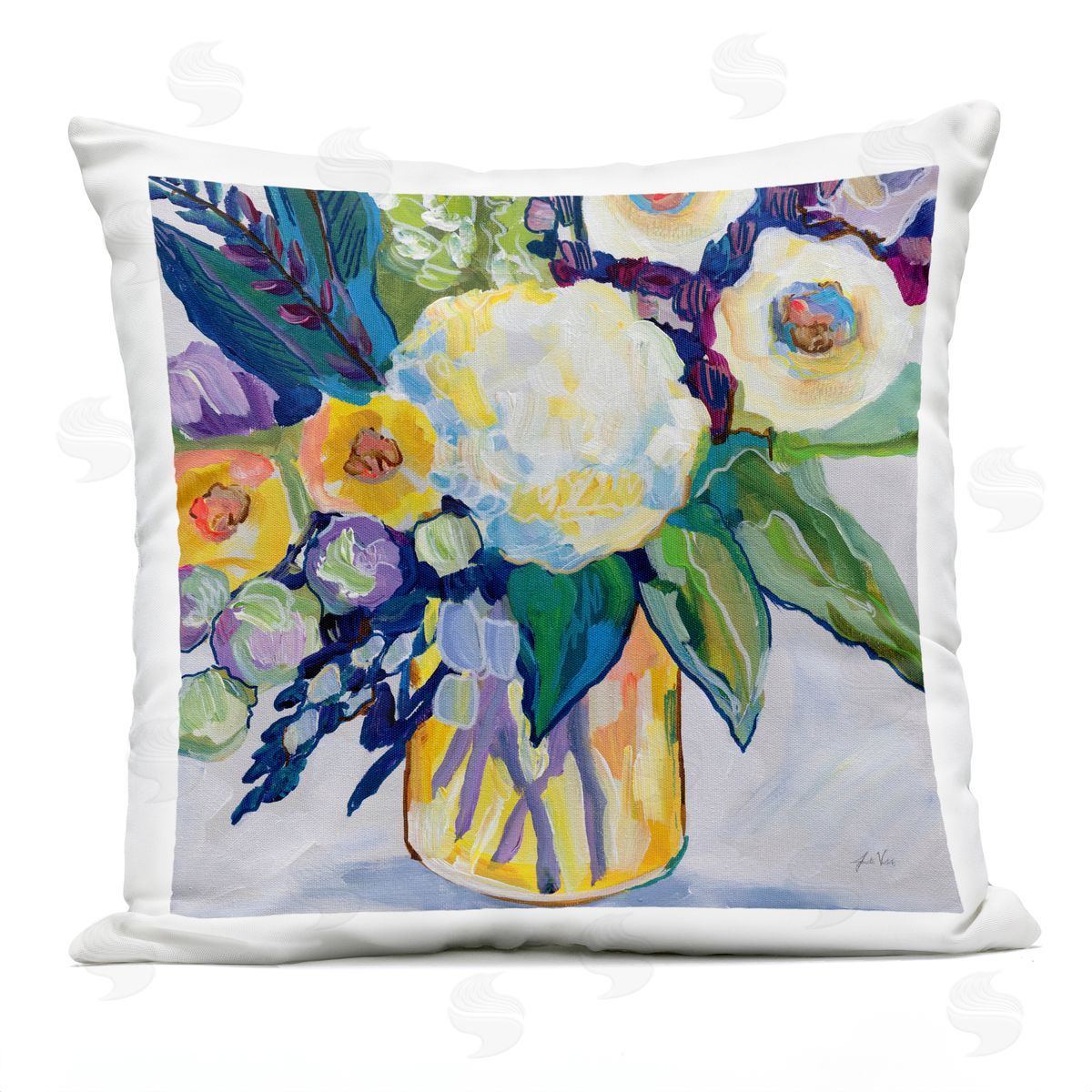 Jeanette Vertentes My Flame Abstract Bouquet Plush Polyester Art Print Pillow