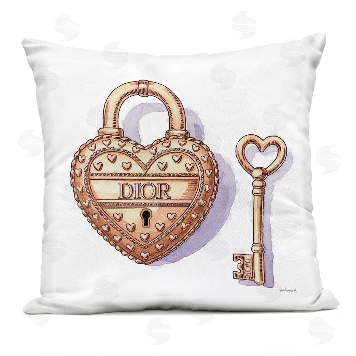 Amanda Greenwood Glam Lock and Key Plush Polyester Art Print Pillow