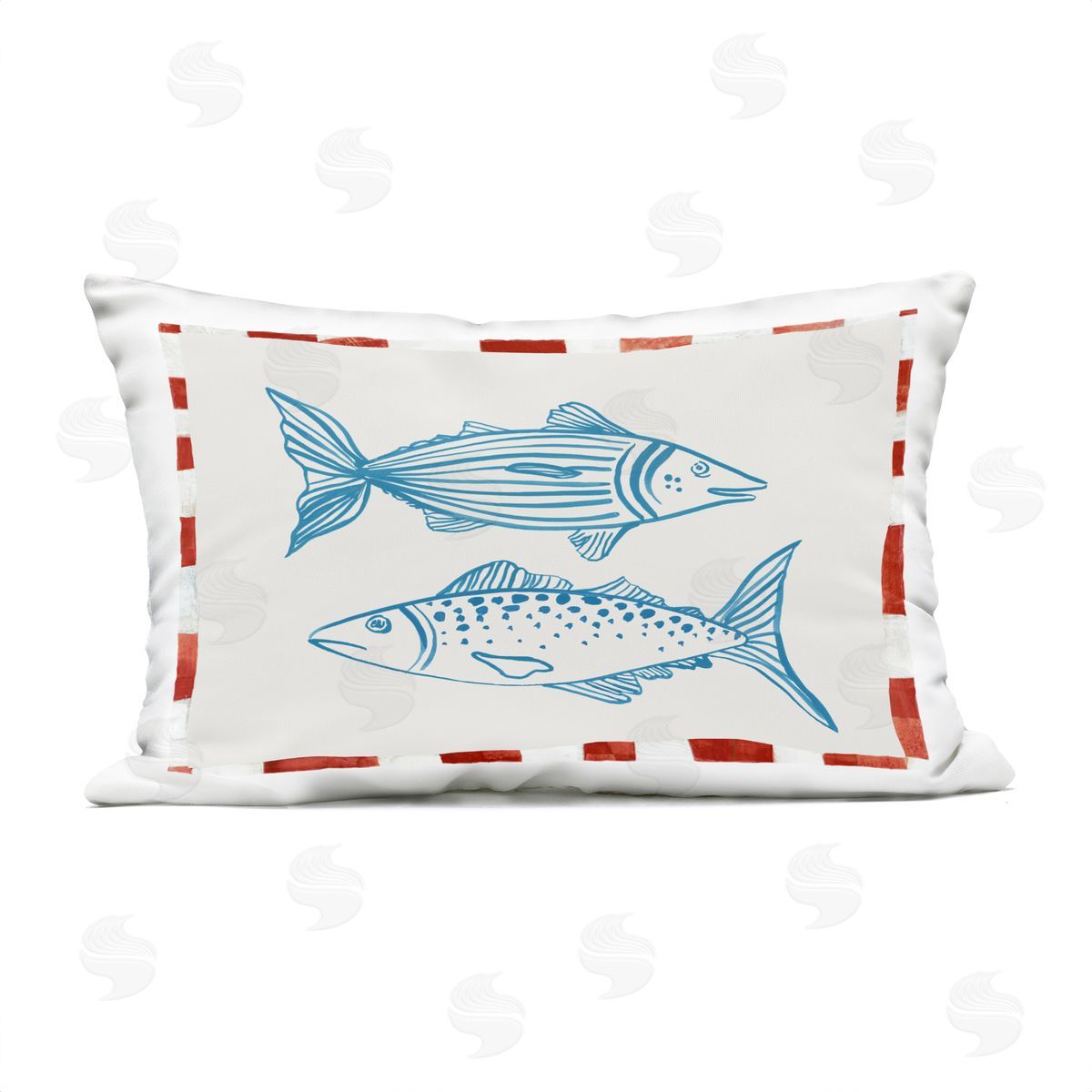 Hannah Dawson Ocean Fish Sketch Outdoor Printed Pillow