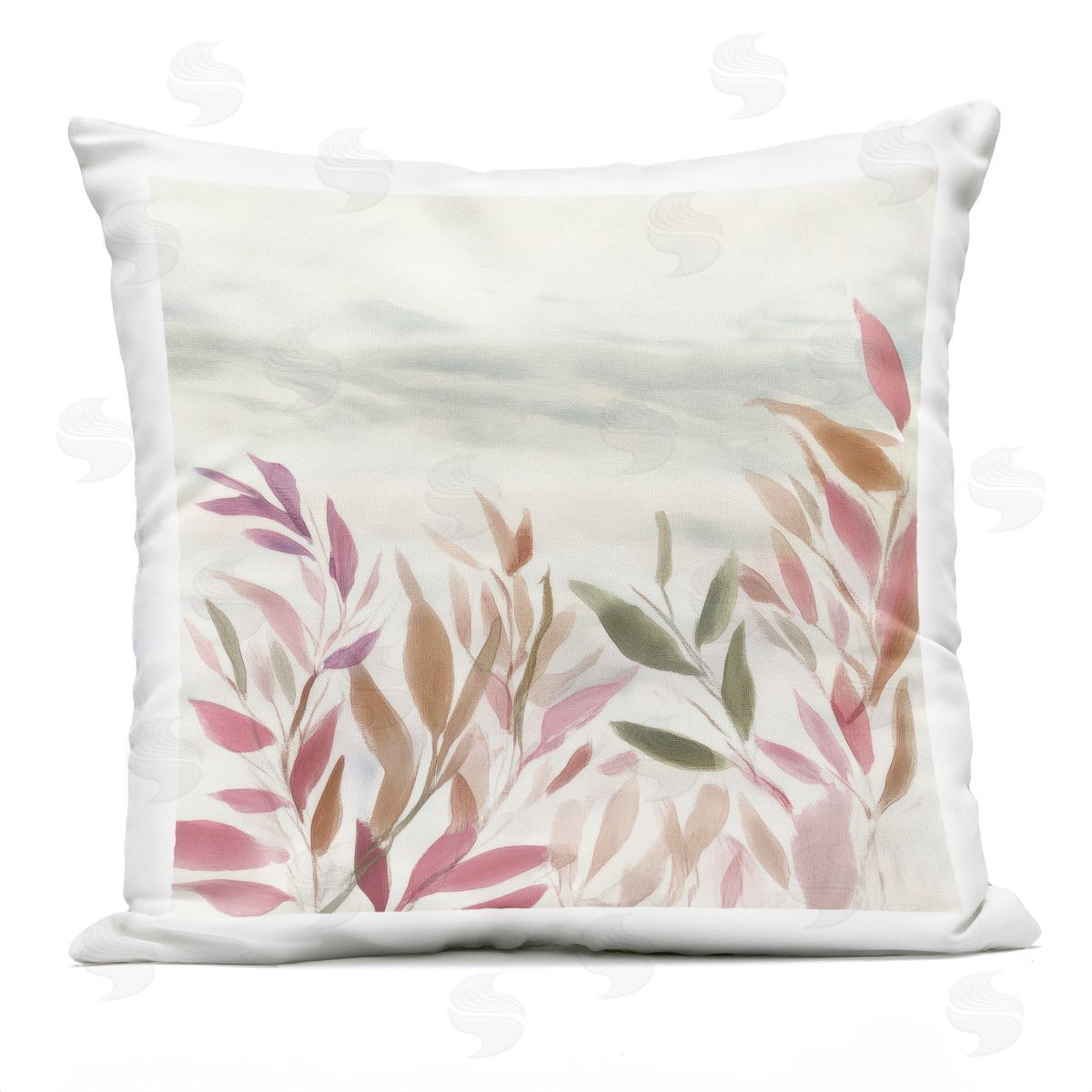 Mona Grace Gentle Earthy Windswept Leaves Plush Polyester Art Print Pillow