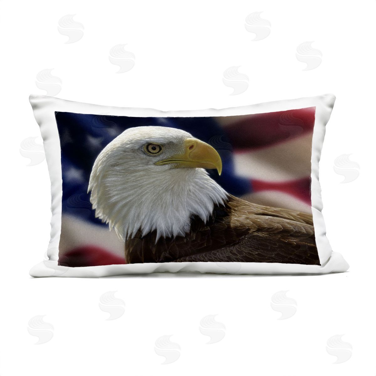Collin Bogle American Bald Eagle & Flag Plush Polyester Art Print Pillow