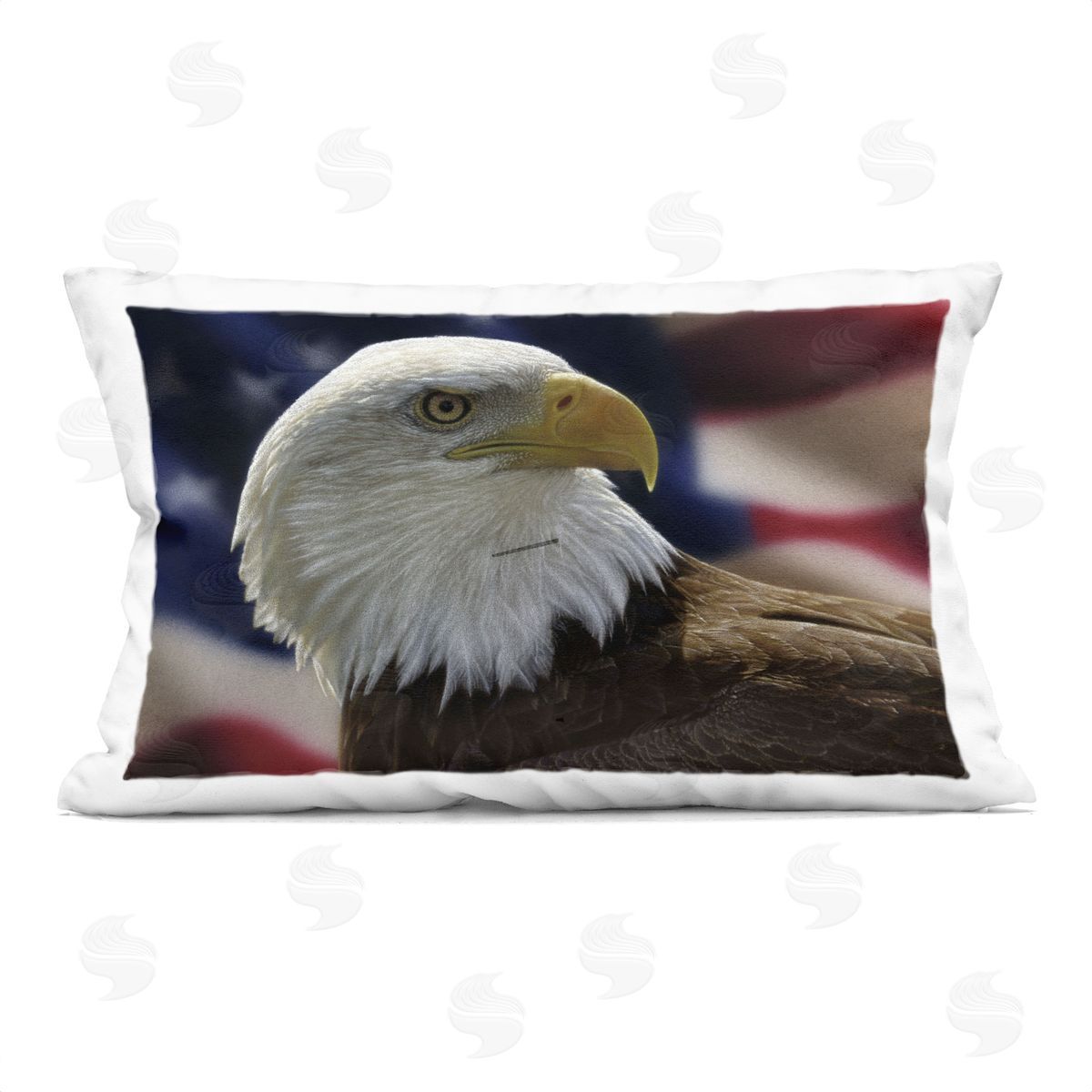 Collin Bogle American Bald Eagle & Flag Plush Polyester Art Print Pillow