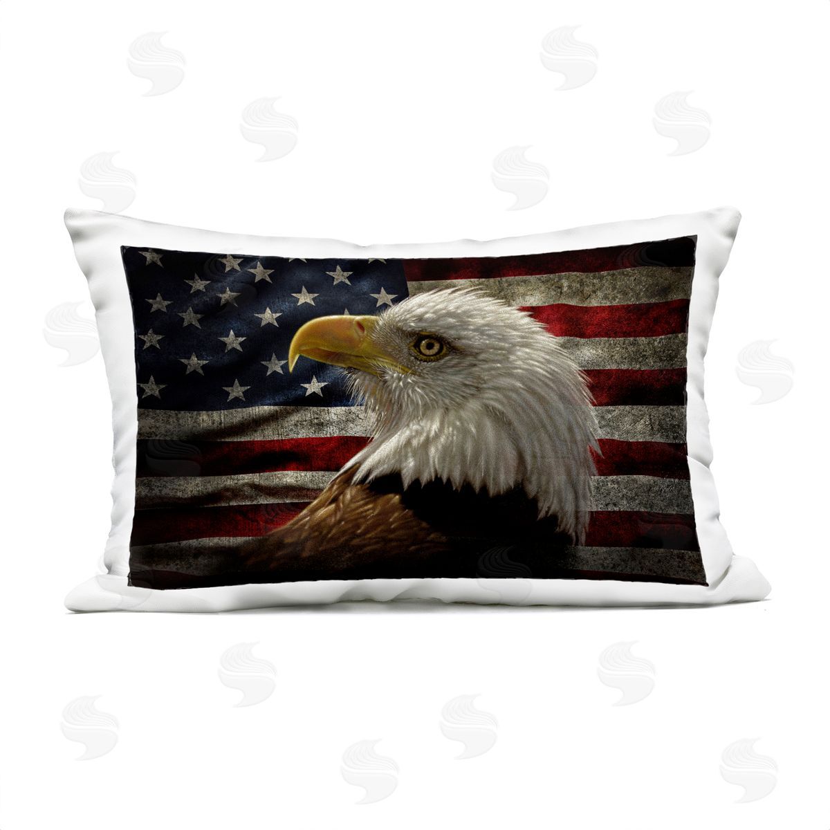Collin Bogle Bald Eagle over Flag Plush Polyester Art Print Pillow