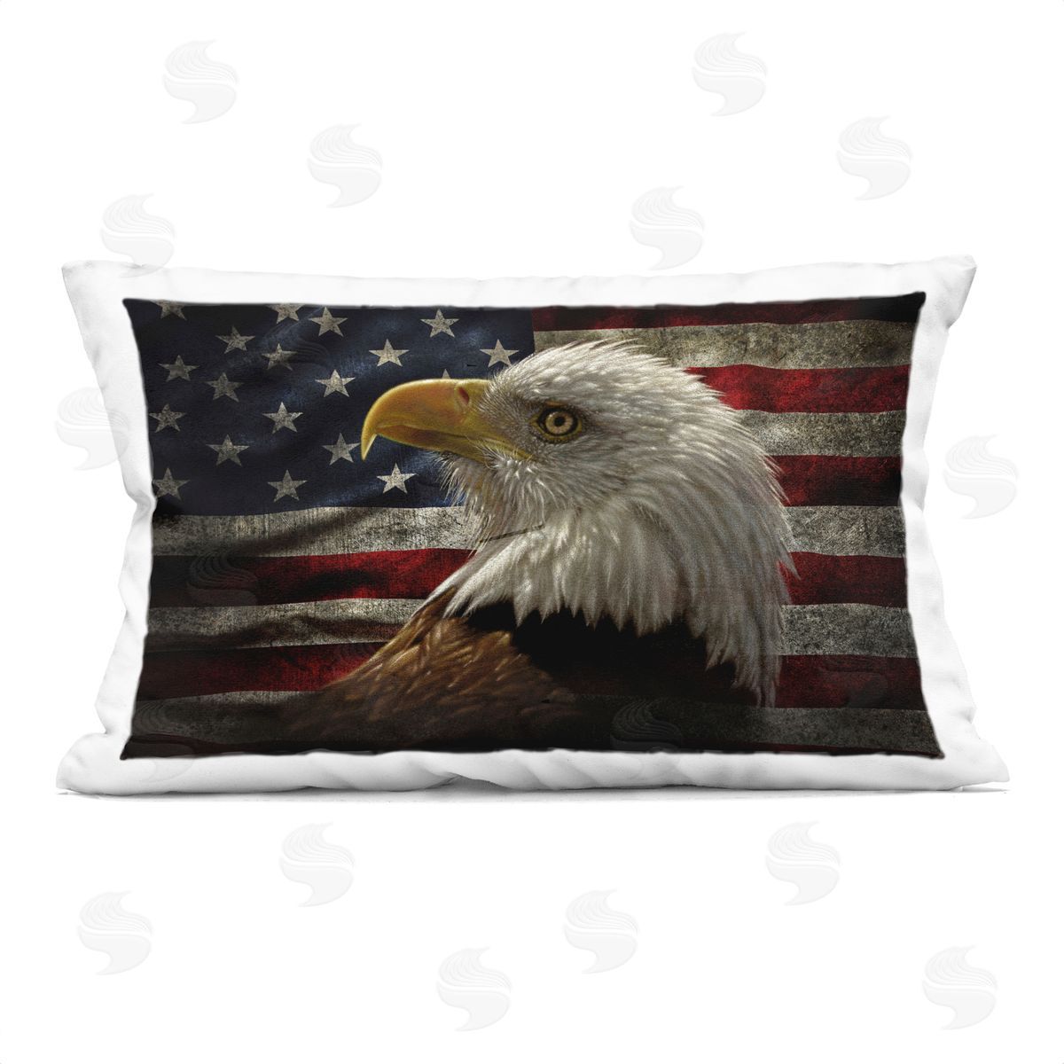 Collin Bogle Bald Eagle over Flag Plush Polyester Art Print Pillow