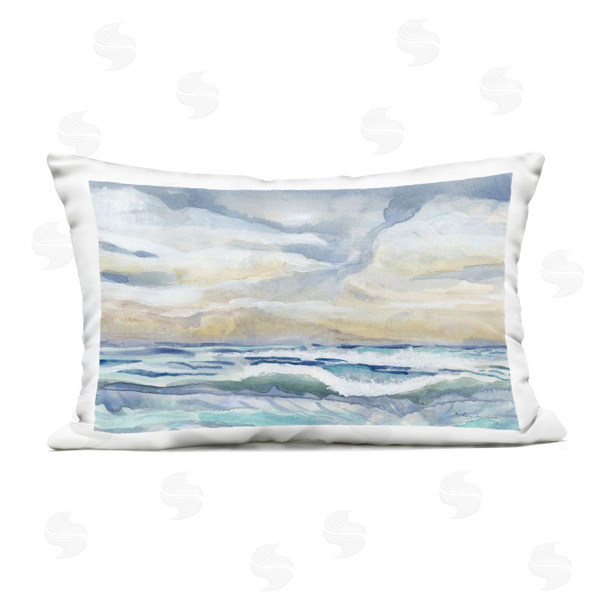 Audrey Jeanne Roberts Subtle and Serene Cloudy Sea Plush Polyester Art Print Pillow