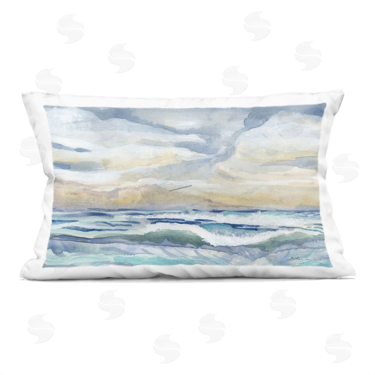 Audrey Jeanne Roberts Subtle and Serene Cloudy Sea Plush Polyester Art Print Pillow