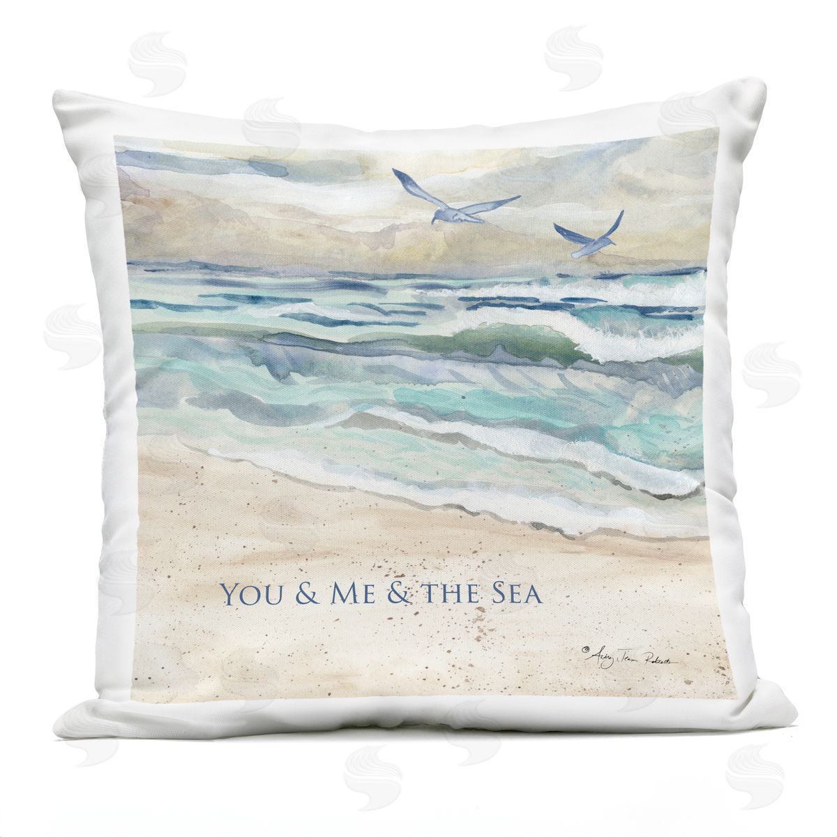 Audrey Jeanne Roberts Muted You Me & The Sea Plush Polyester Art Print Pillow