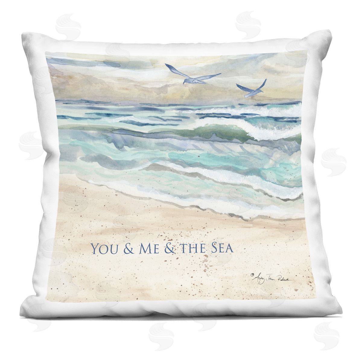 Audrey Jeanne Roberts Muted You Me & The Sea Plush Polyester Art Print Pillow