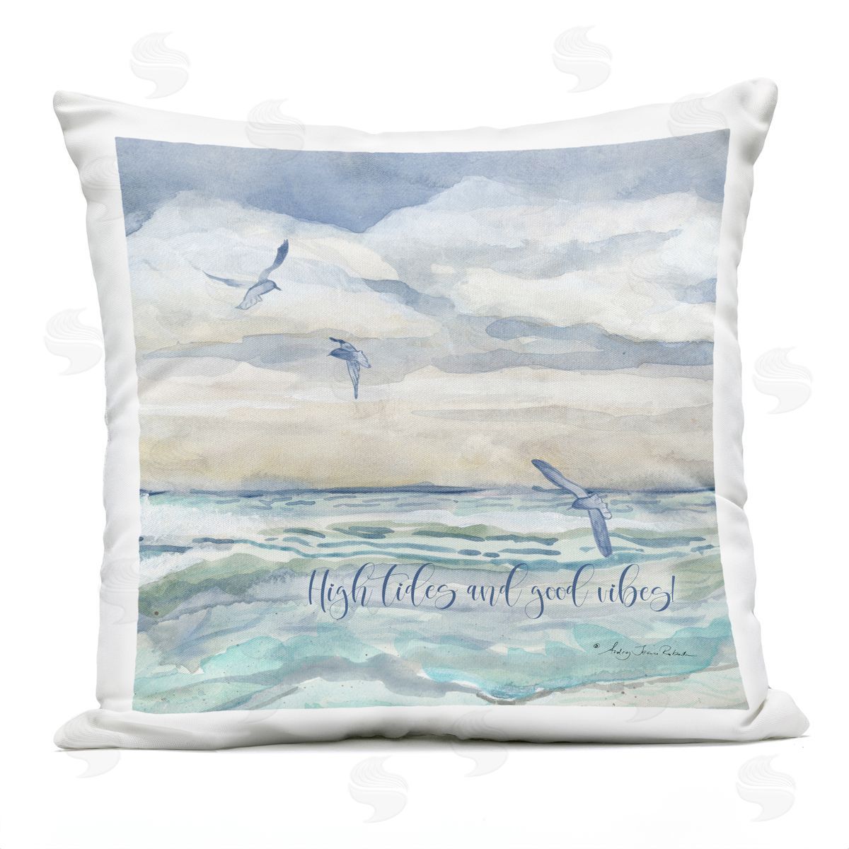 Audrey Jeanne Roberts High Tides Good Vibes Beach Plush Polyester Art Print Pillow