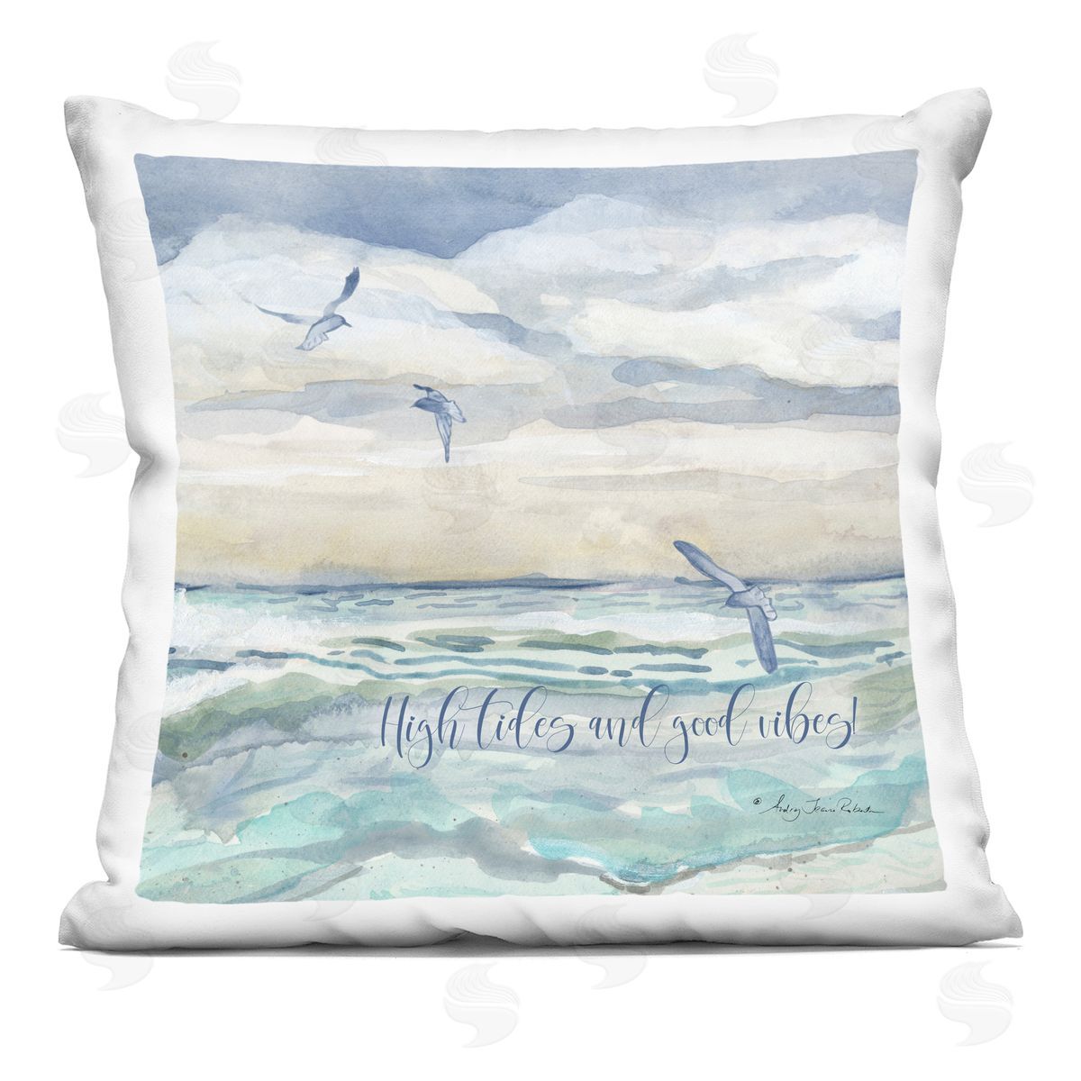 Audrey Jeanne Roberts High Tides Good Vibes Beach Plush Polyester Art Print Pillow