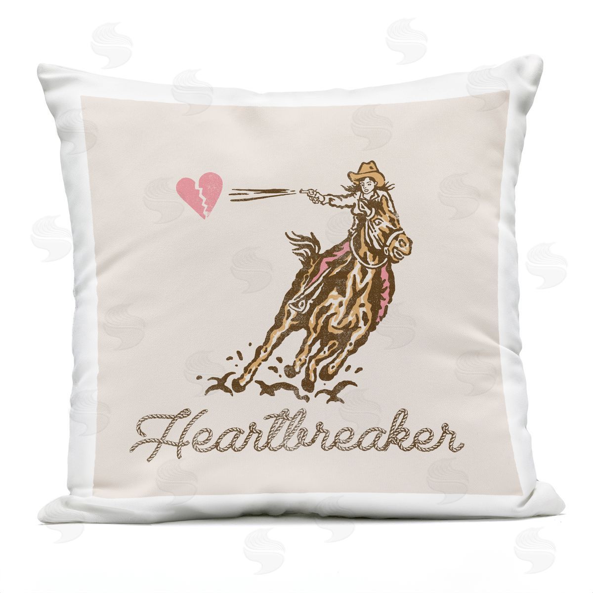 Jedco Brands, Inc. Heartbreaker Cowgirl Lasso Plush Polyester Art Print Pillow