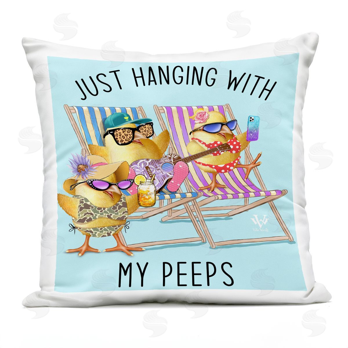 Jim Baldwin Hanging With My Peeps Plush Polyester Art Print Pillow