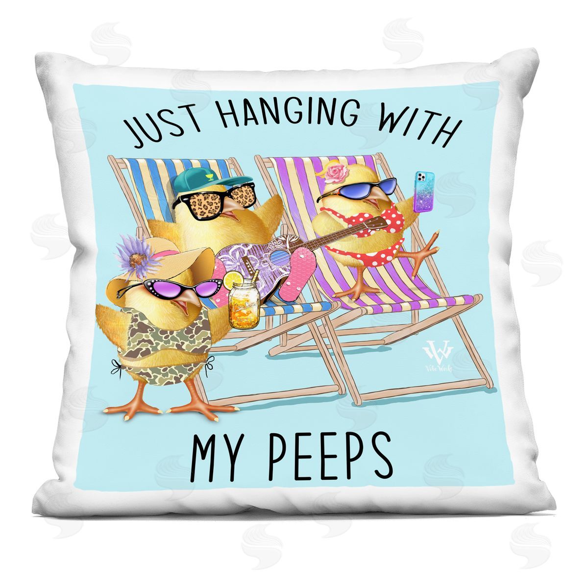 Jim Baldwin Hanging With My Peeps Plush Polyester Art Print Pillow