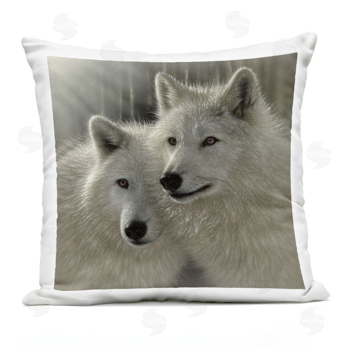 Collin Bogle Sunlit Soulmates Wolves Plush Polyester Art Print Pillow