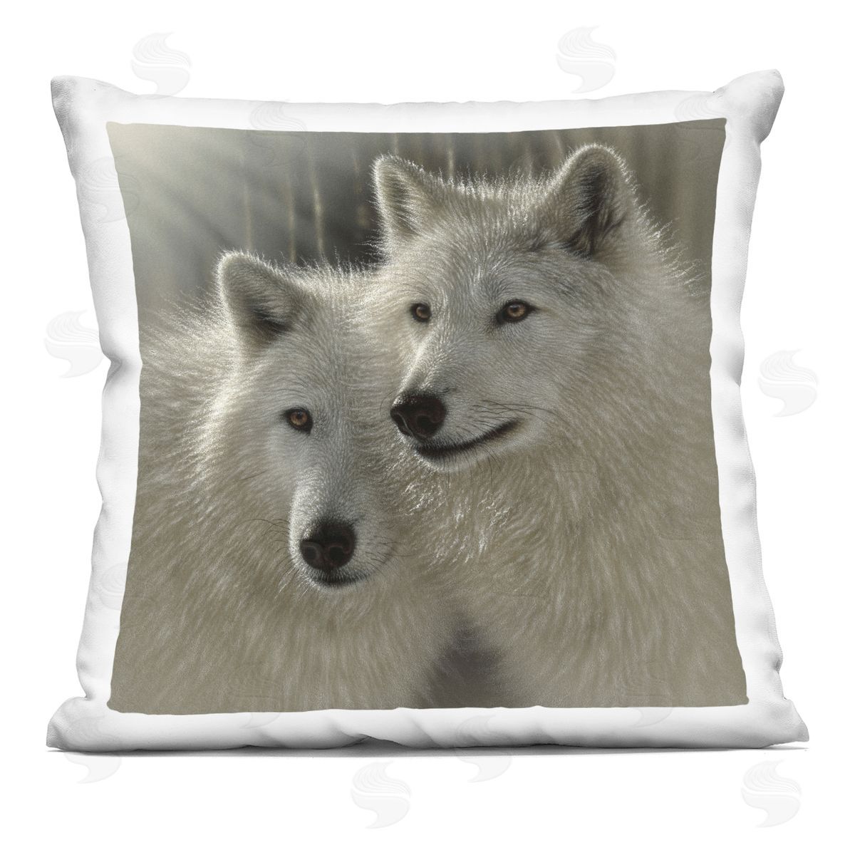 Collin Bogle Sunlit Soulmates Wolves Plush Polyester Art Print Pillow
