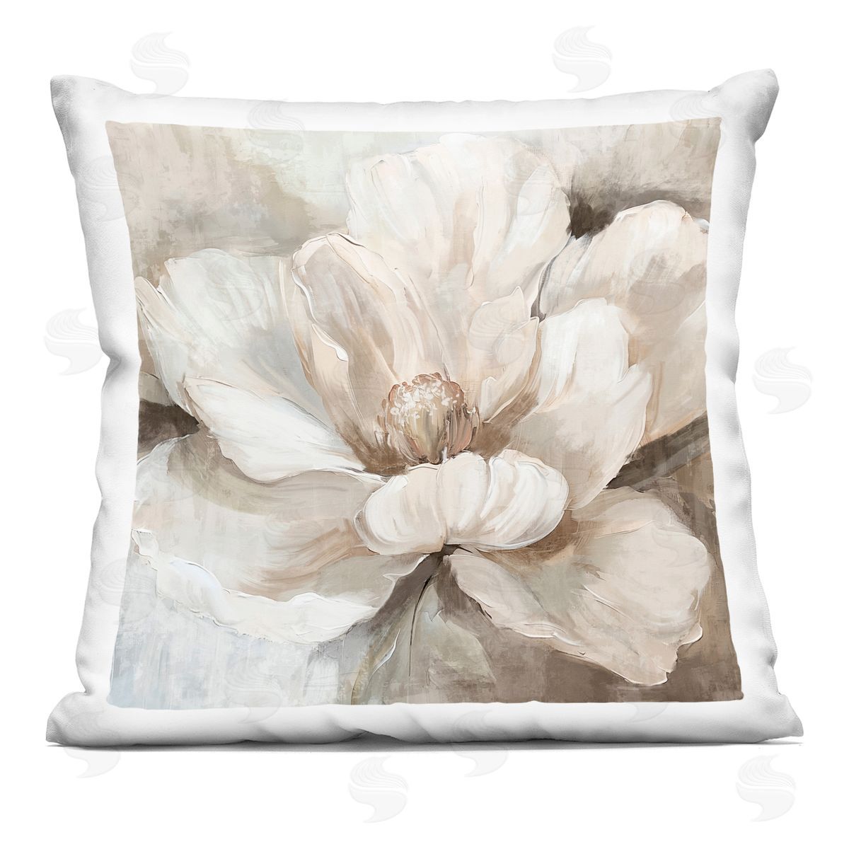 Nina Blue Lush Bloom in White Plush Polyester Art Print Pillow