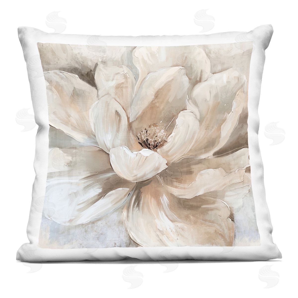 Nina Blue Lush White Magnolia Bloom Plush Polyester Art Print Pillow