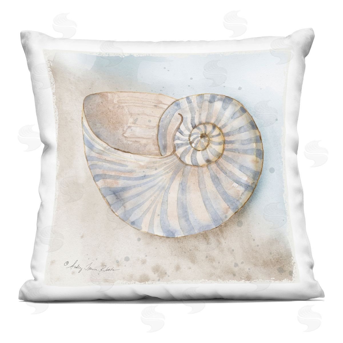 Audrey Jeanne Roberts Spiral Nautilus on Shore Plush Polyester Art Print Pillow
