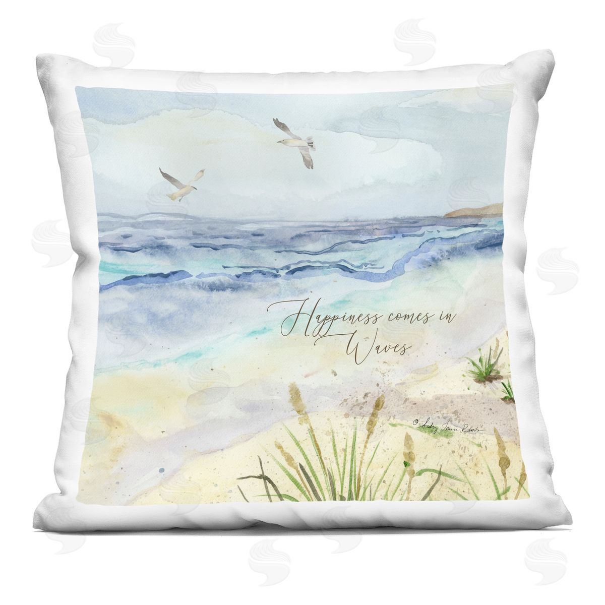 Audrey Jeanne Roberts Inspiring Happiness Coastal Scene Plush Polyester Art Print Pillow
