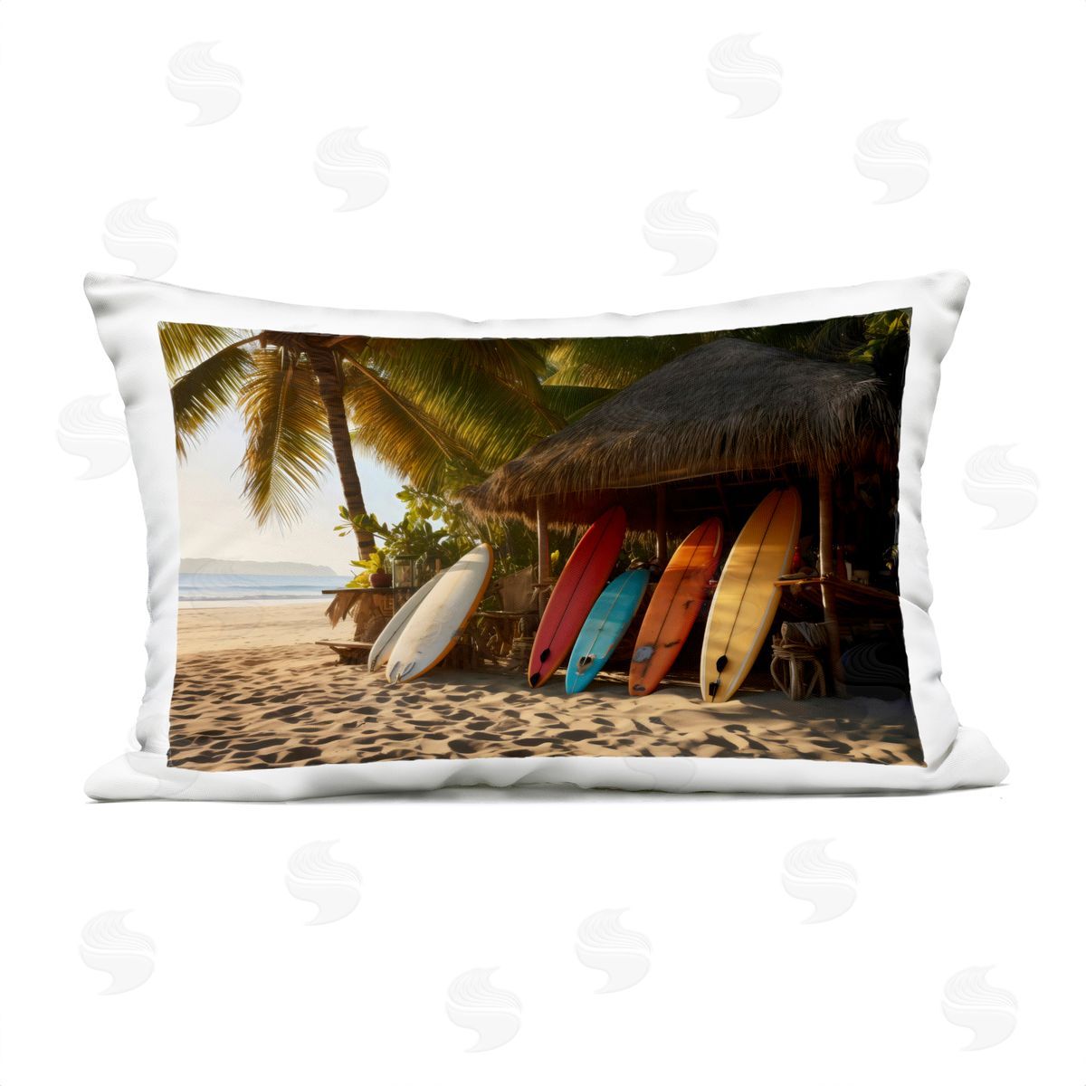 LSR Design Studio Surfboards At Beach Hut Outdoor Printed Pillow