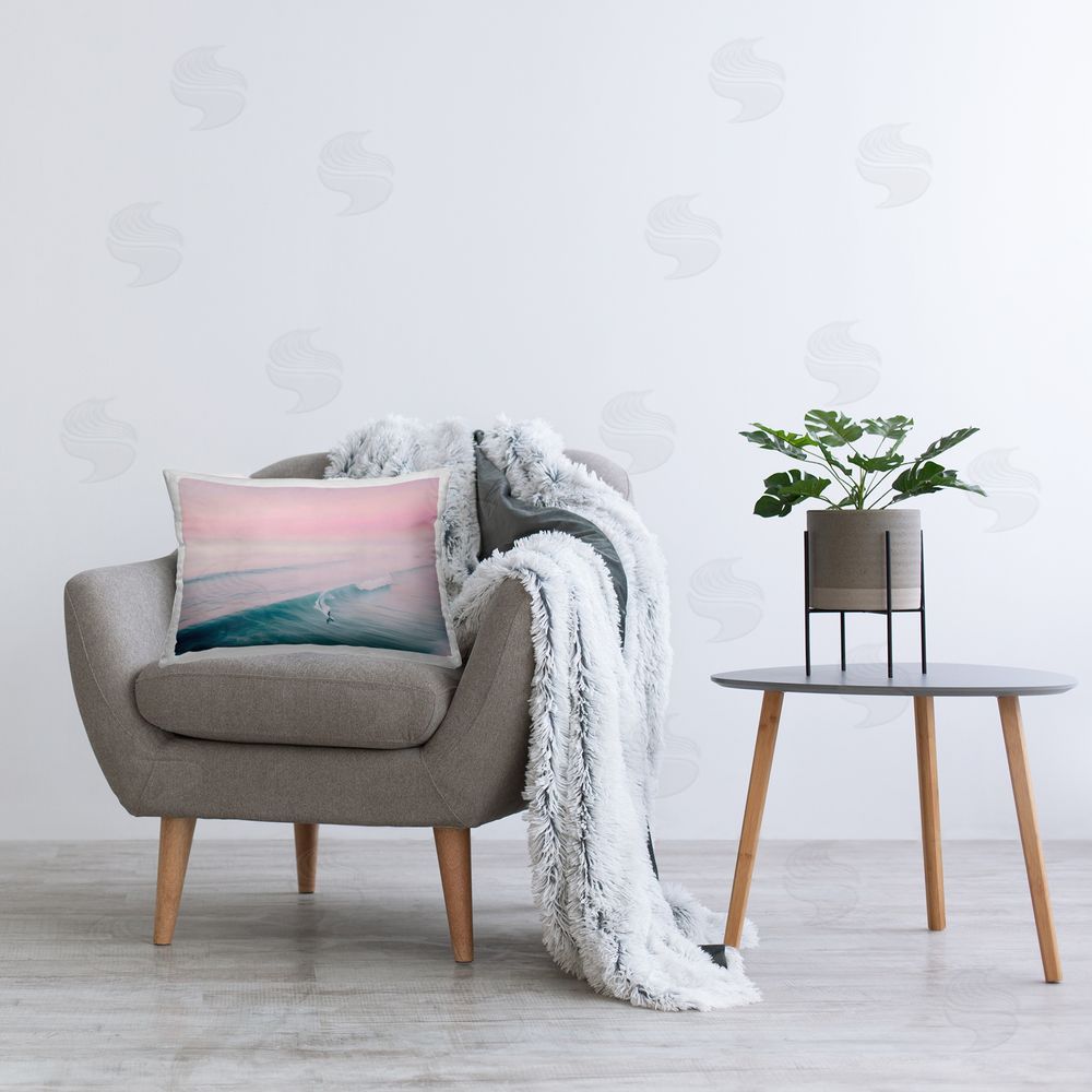LSR Design Studio Pink Surf Pastel Sunset Indoor Rectangular Pillow on Chair