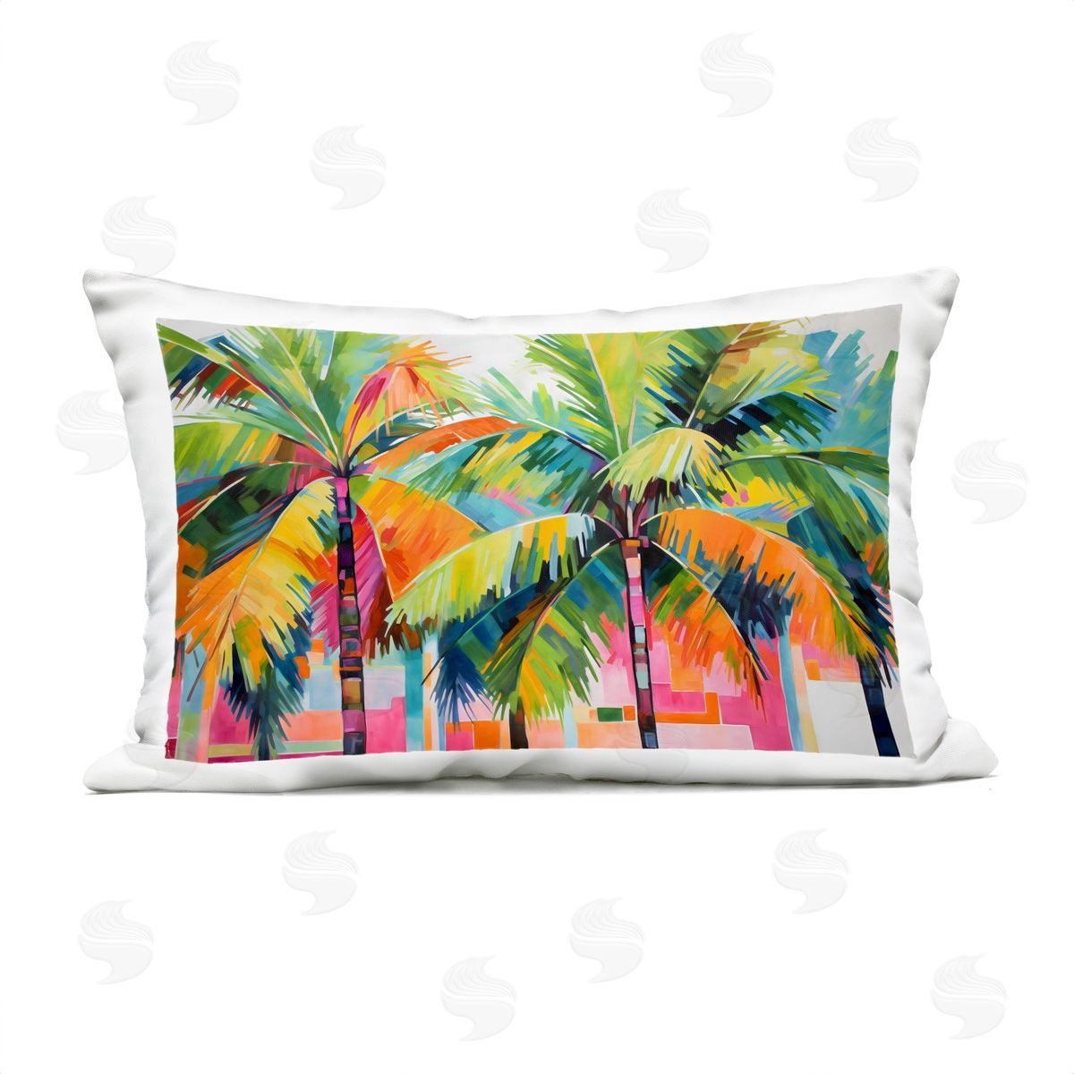 LSR Design Studio Bright Mod Palms & Rectangles Outdoor Printed Pillow