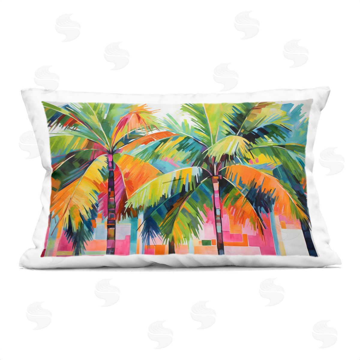 LSR Design Studio Bright Mod Palms & Rectangles Indoor Printed Pillow Art