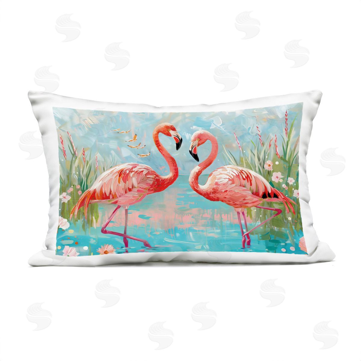 LSR Design Studio Modern Flamingo Love Outdoor Printed Pillow