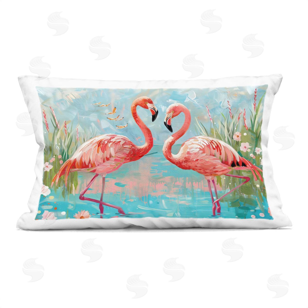 LSR Design Studio Modern Flamingo Love Indoor Printed Pillow Art