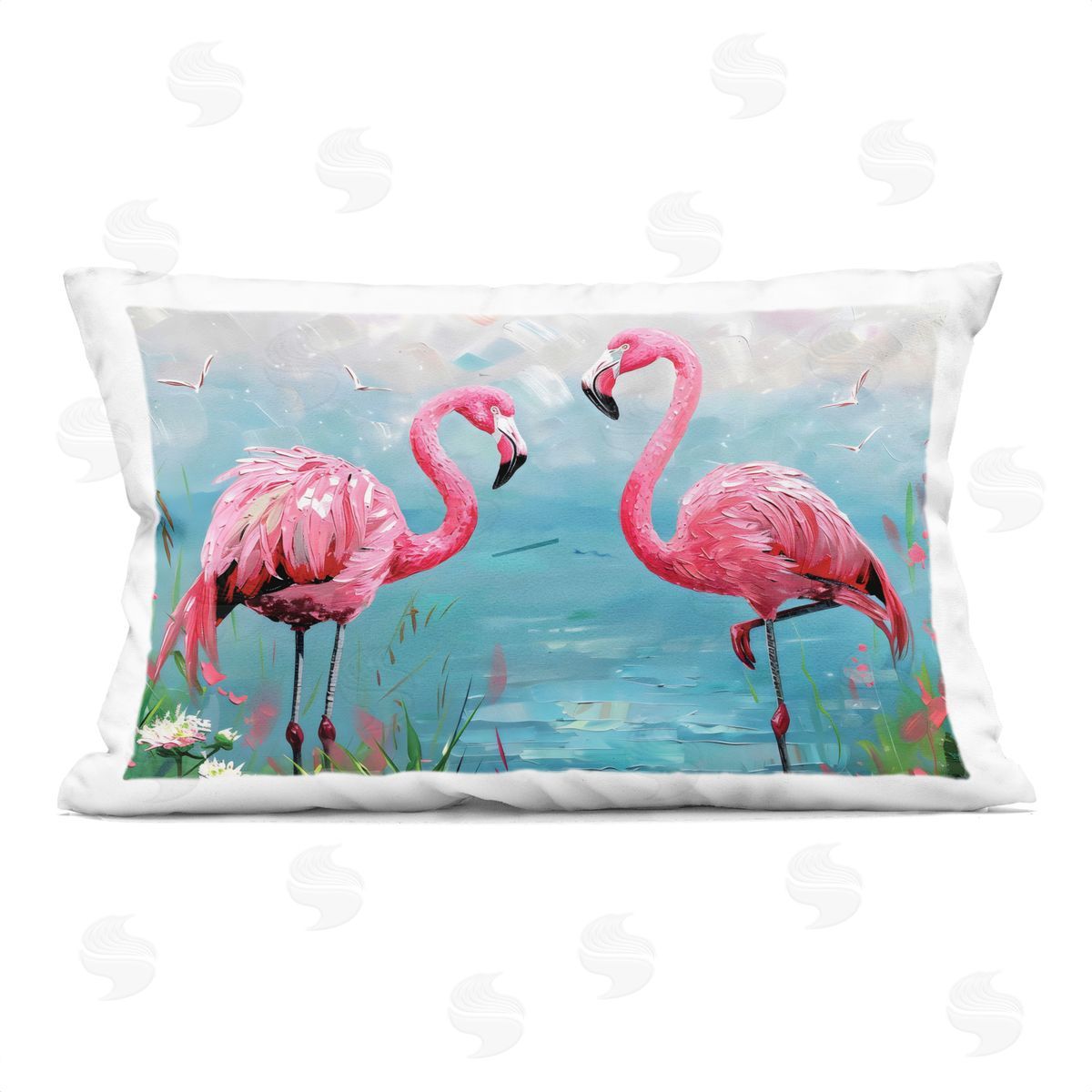 LSR Design Studio Flamingo Lagoon Duo Indoor Printed Pillow Art