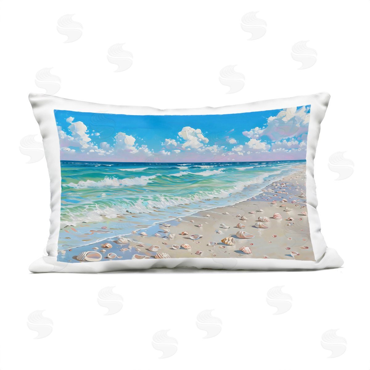 LSR Design Studio Shells Awash on Shore Outdoor Printed Pillow