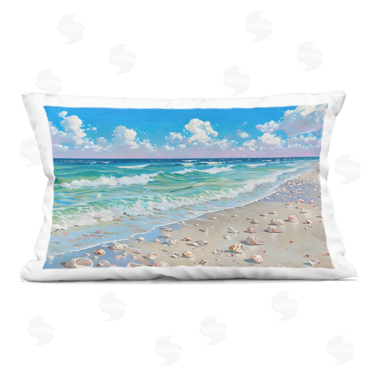 LSR Design Studio Shells Awash on Shore Indoor Printed Pillow