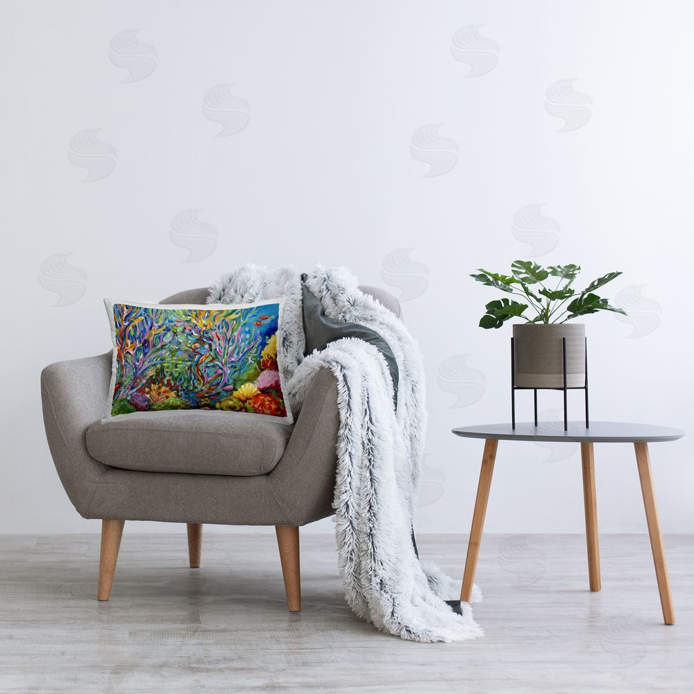 Estelle Grengs Abstract Coral Reef Life Printed Indoor Throw Pillow in Room
