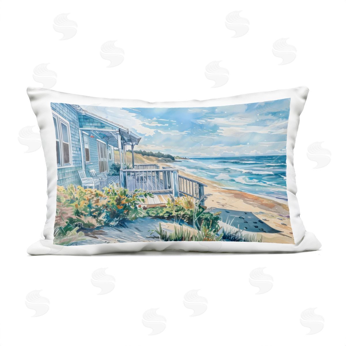 LSR Design Studio Beach Villa Overlook Outdoor Printed Pillow