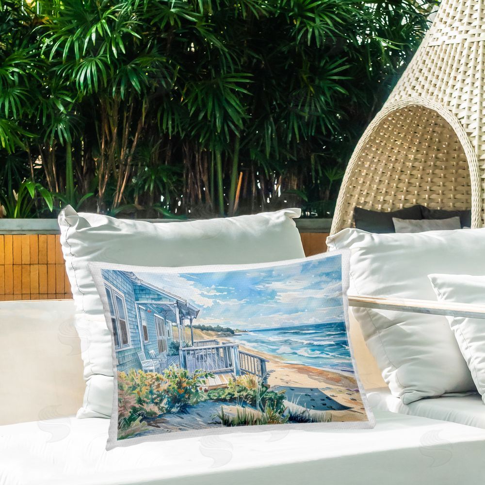 LSR Design Studio Beach Villa Overlook Outdoor Rectangular Pillow on Patio
