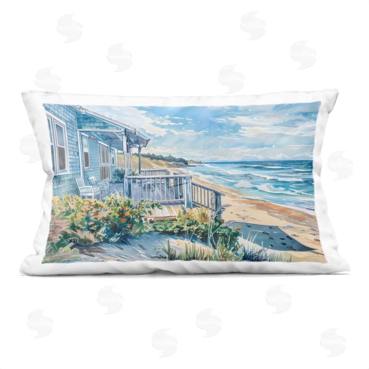 LSR Design Studio Beach Villa Overlook Indoor Printed Pillow Art