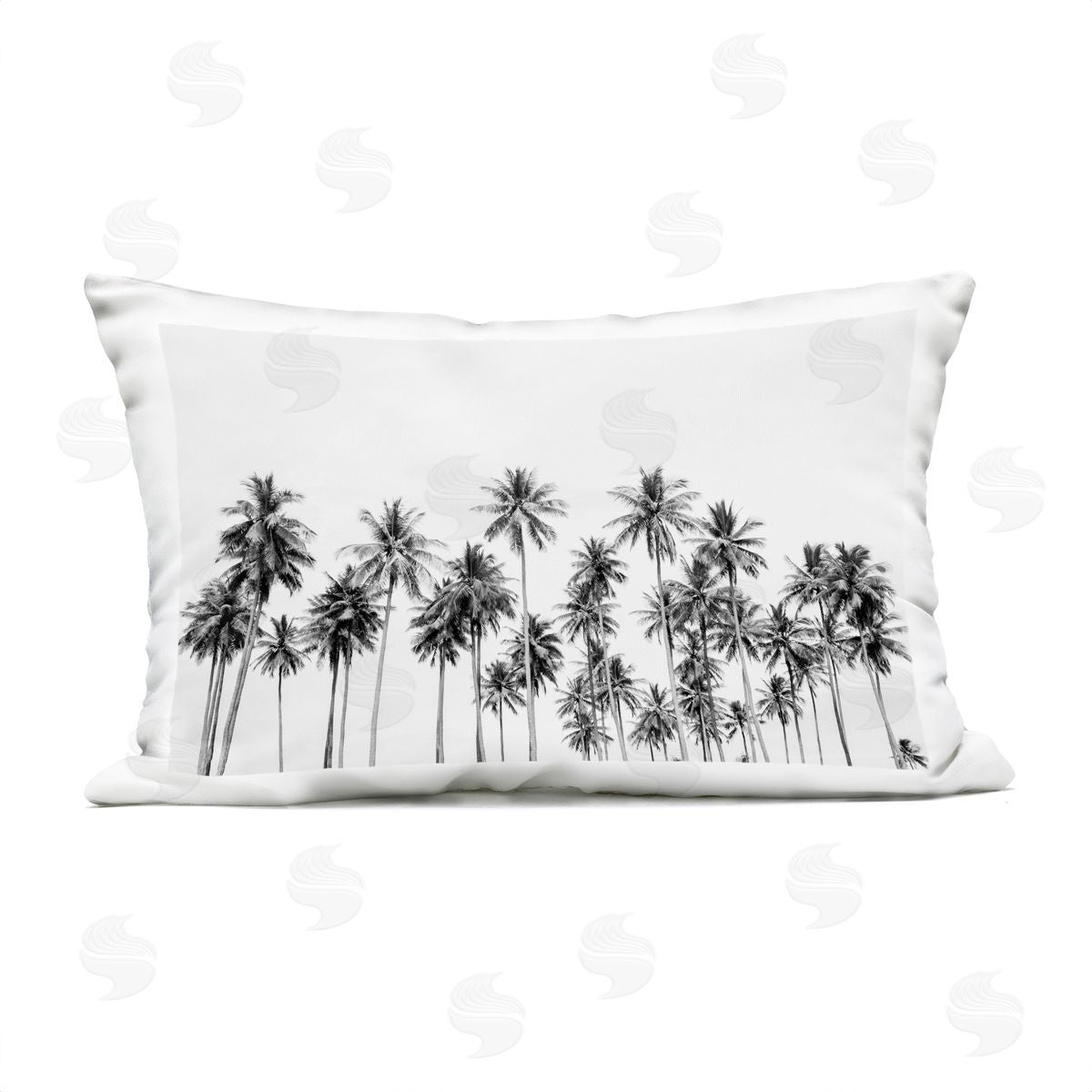 Sisi and Seb Palm Trees Paradise in Monochrome Outdoor Printed Pillow