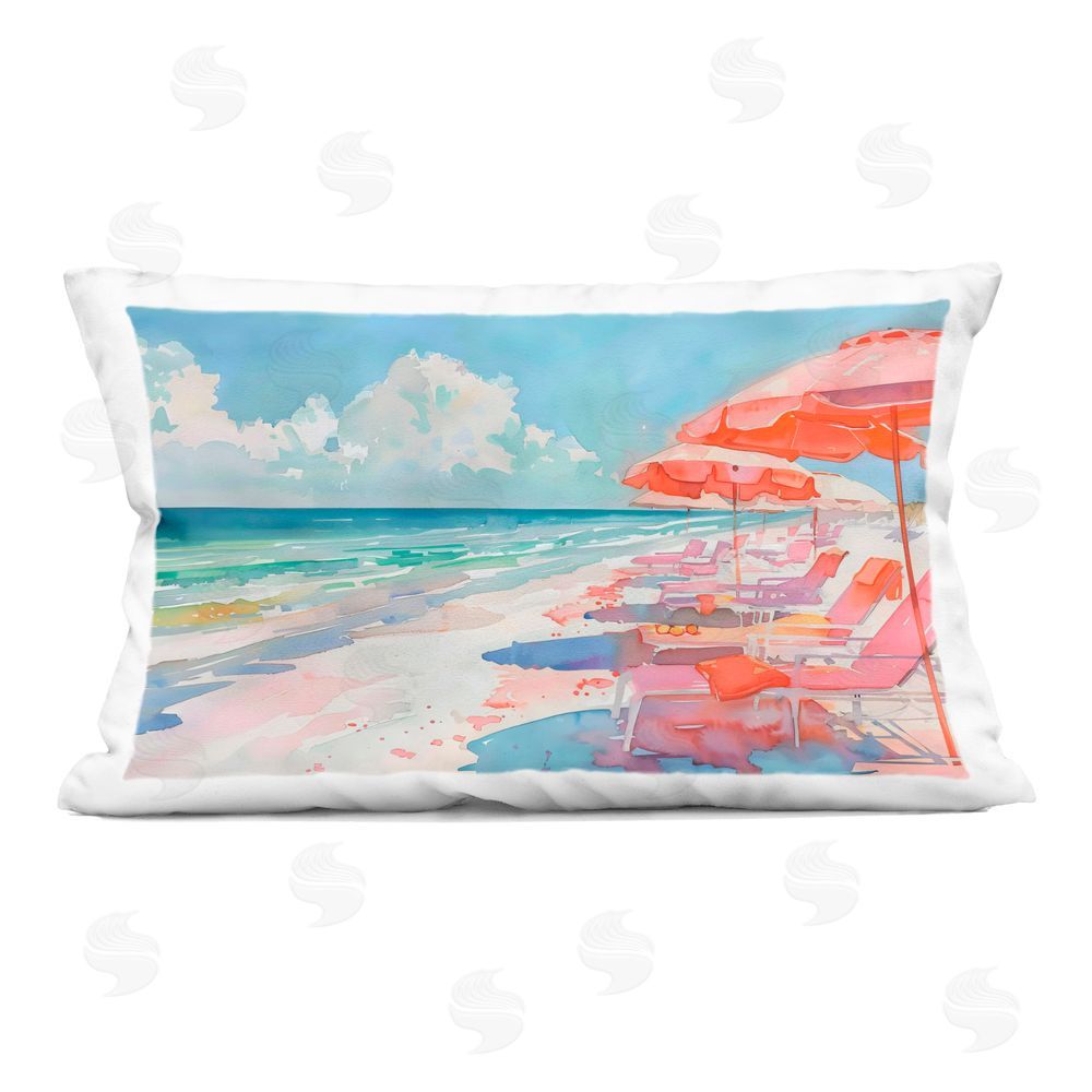 LSR Design Studio Peach Beach Relaxing Chairs Indoor Printed Pillow Art