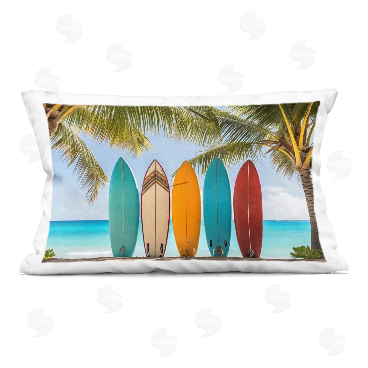 LSR Design Studio Colorful Surfboards Shoreline Indoor Printed Pillow Art