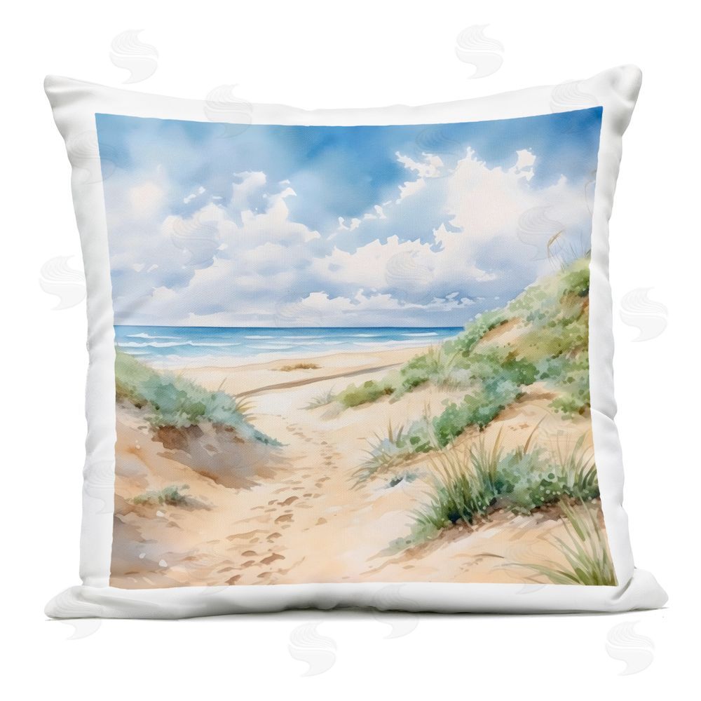 LSR Design Studio Sandy Footprints Seaside Path Outdoor Printed Pillow