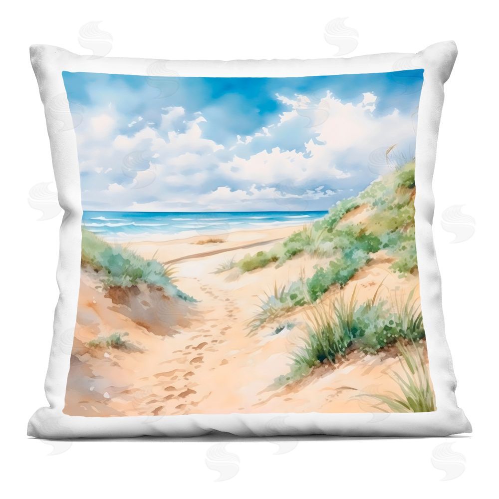 LSR Design Studio Sandy Footprints Seaside Path Indoor Printed Pillow