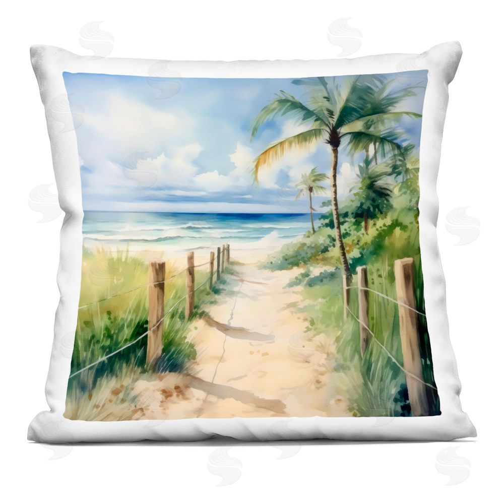 LSR Design Studio Blurred Palm Tree Beach Indoor Printed Pillow Art