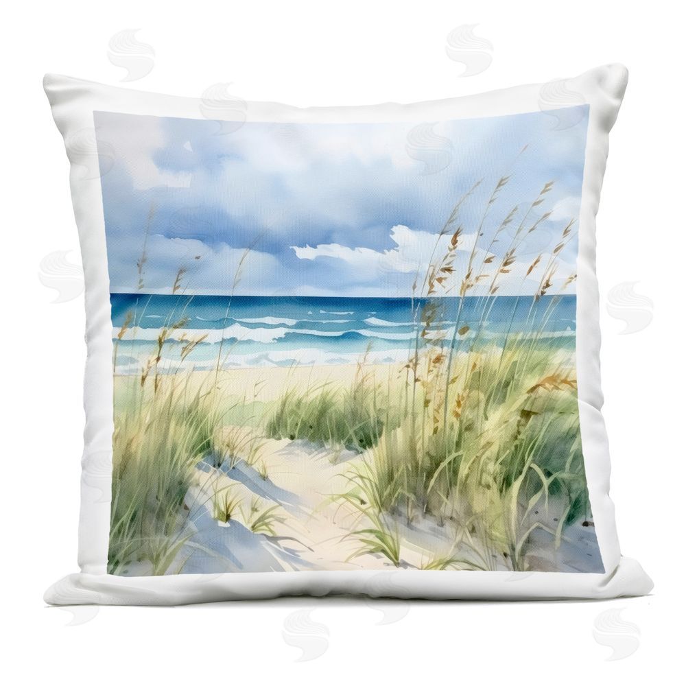 LSR Design Studio Serene Coast with Windblown Breeze Outdoor Printed Pillow